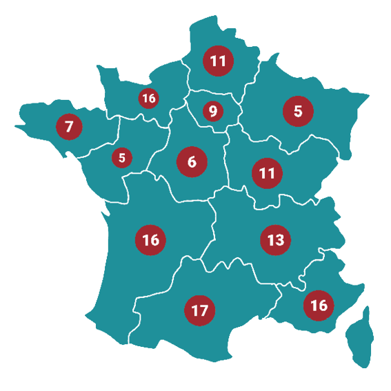 Carte de France des labellisées Ville Prudente